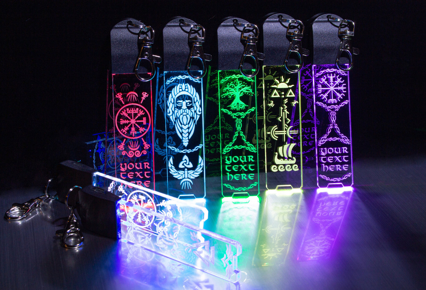 Viking LED Keychain | Norse Mythology Different Designs - Tree Of Life, Vegvisir, Odin, Raven, Personalised | Gift For Programmer Gamer