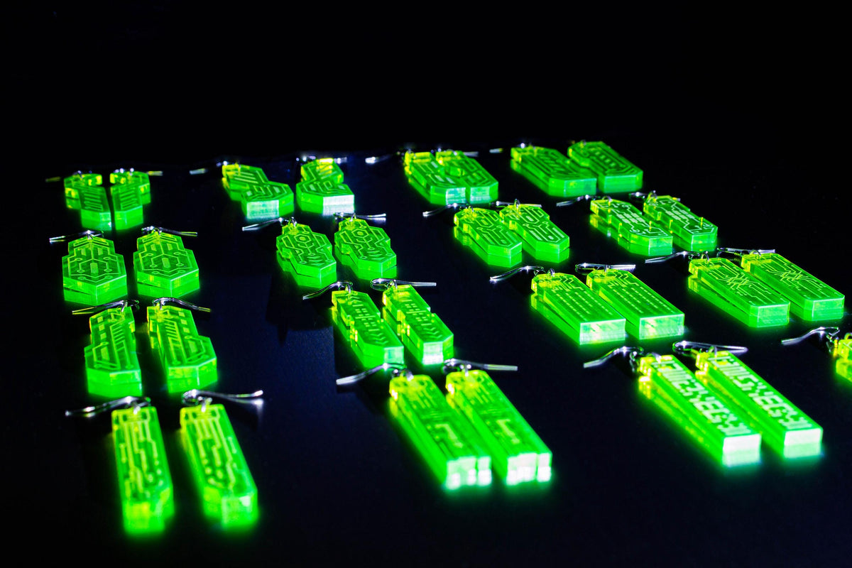 Personalised Circuit Earrings — UV Glow