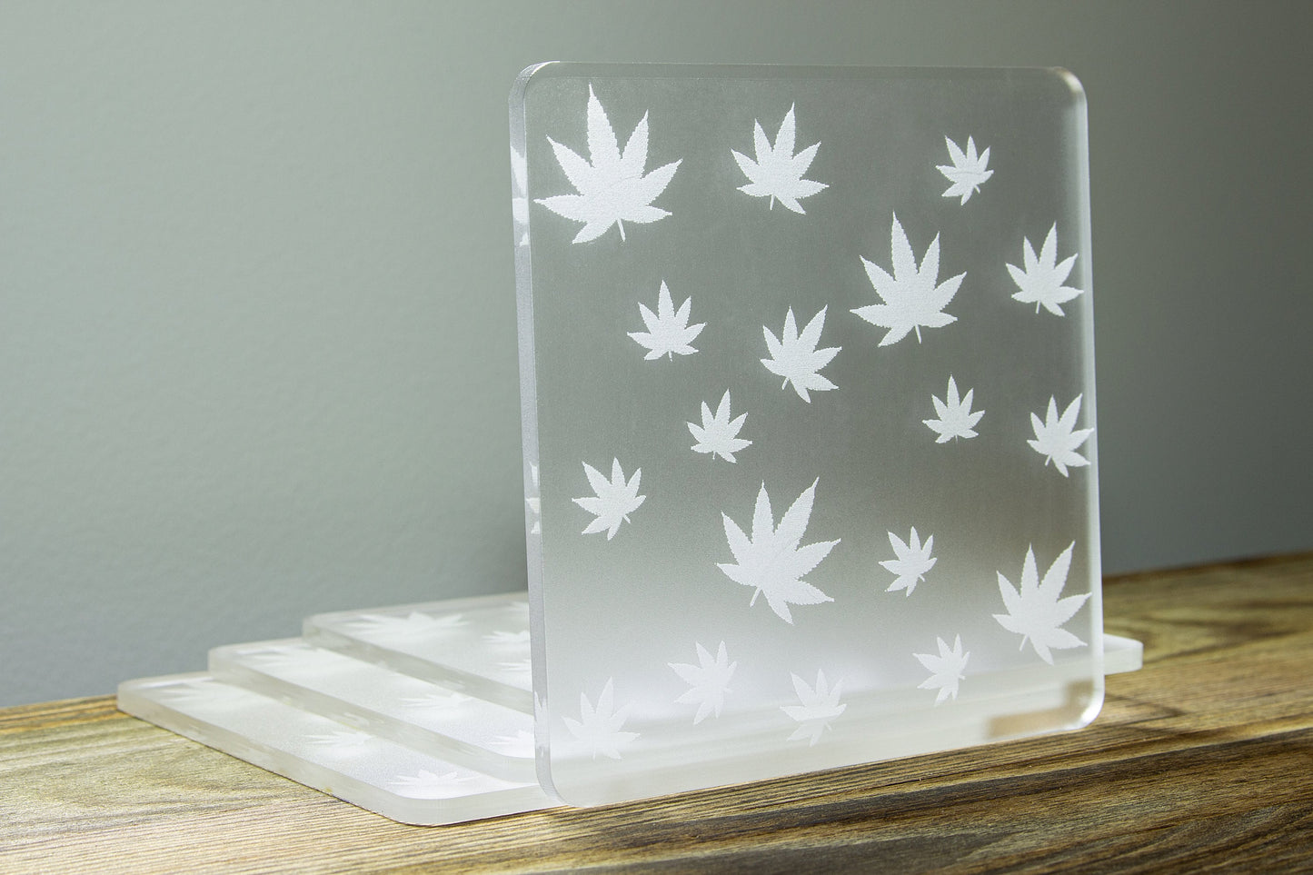 Cannabis Leaf Coaster | Transparent Engraved Coaster