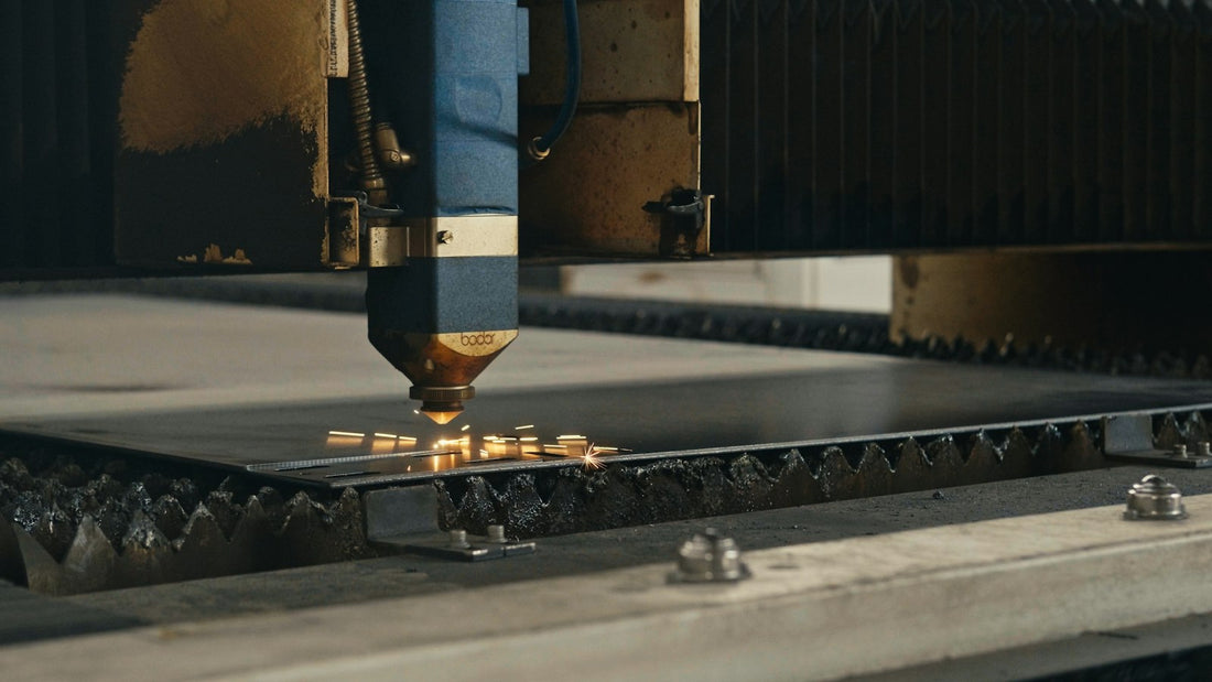 Industrial laser cutting a metal part