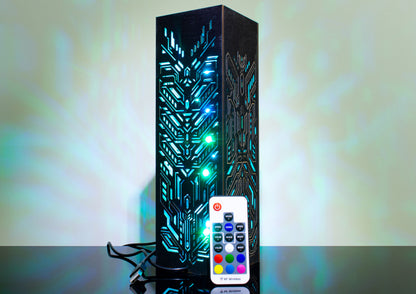 Futuristic Table Lamp | Cyberpunk Lamp for Gaming Room | Sci-Fi Circuit Board Style LED Lamp | Gift For Programmer