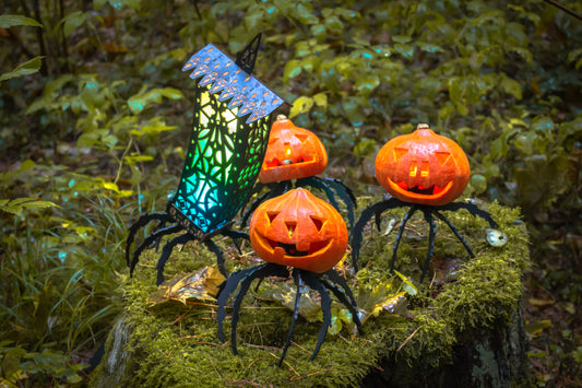 Gothic Lantern | Black Gothic Lamp | Spooky Halloween Gothic Spider Night Light Decoration | + Pumpkin Holder and Candy Basket Variants