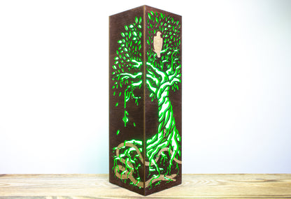 Wooden Tree Of Life Lamp | Celtic, Norse, Viking Mythology LED RGB Night Lamp | Yggdrasil Tree