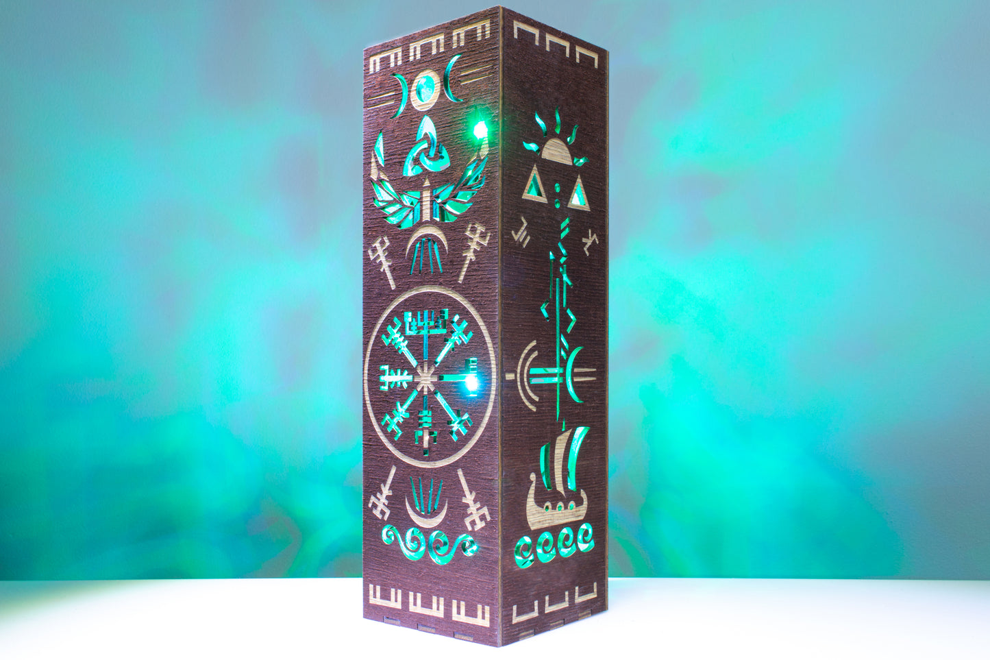 Vegvisir Lamp | Viking, Norse Runes and Mythology Symbols | RGB LED Lamp