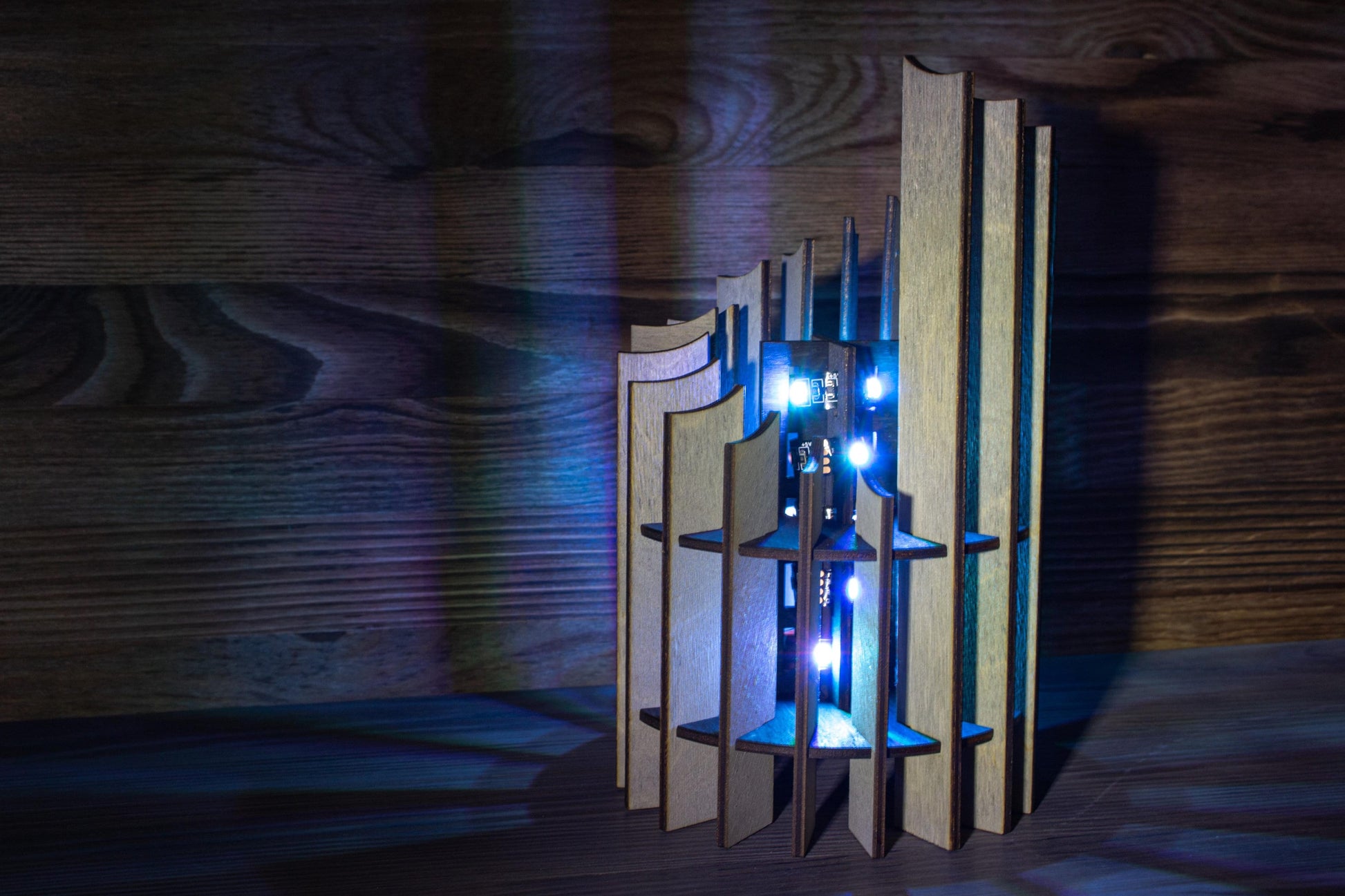 Handmade Spiraled Wood LED Lamp | Handmade