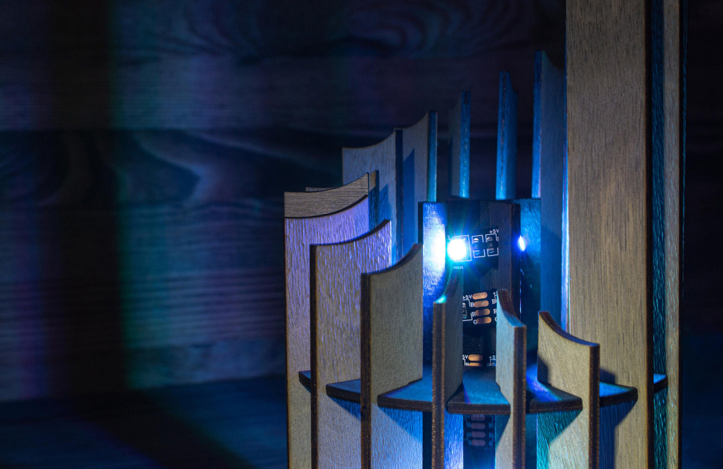 Handmade Spiraled Wood LED Lamp | Handmade