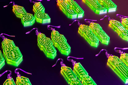 Personalised Circuit Earrings — UV Glow