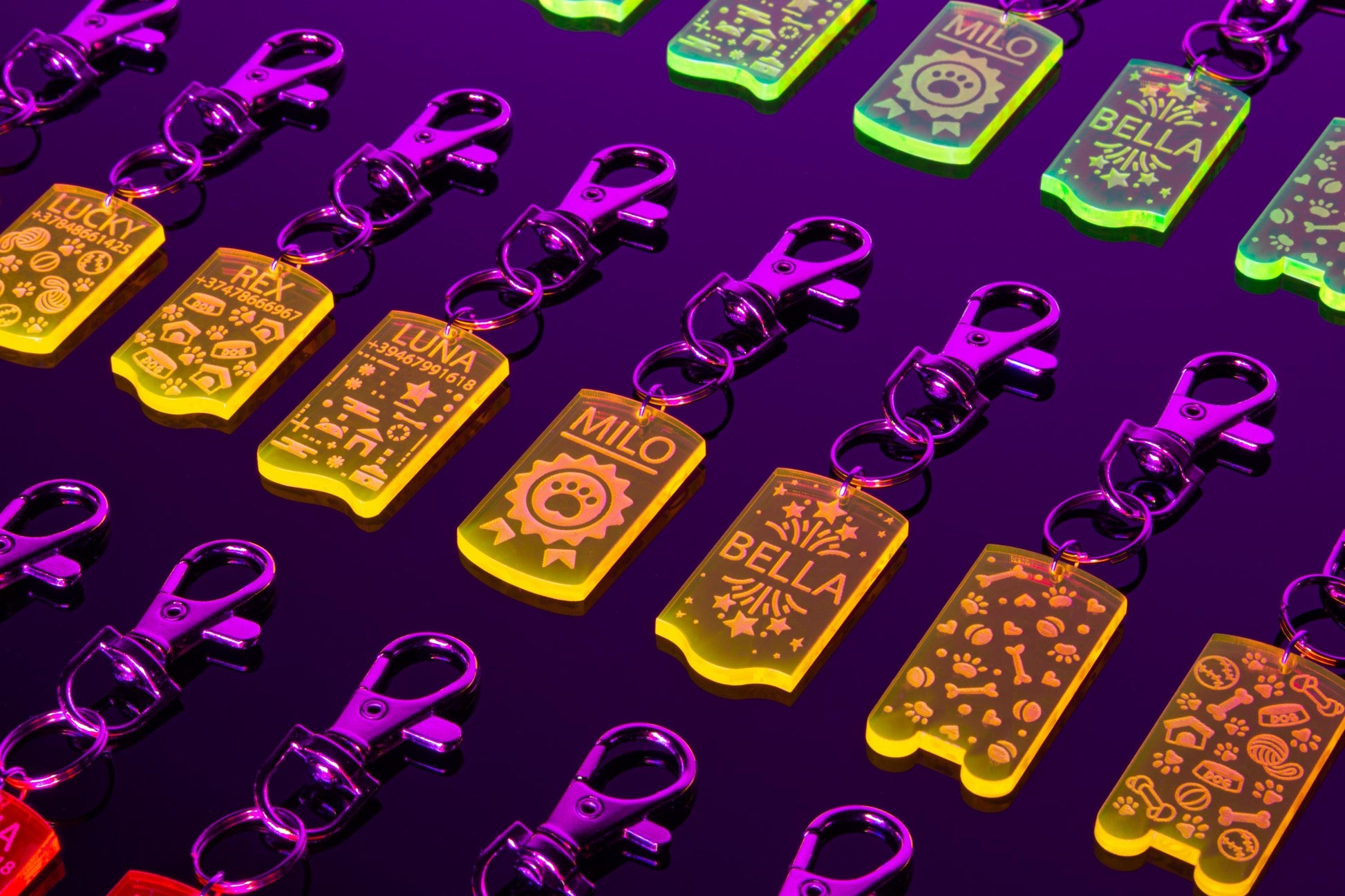 Customizable UV Glow Dog ID Tag | Personalized