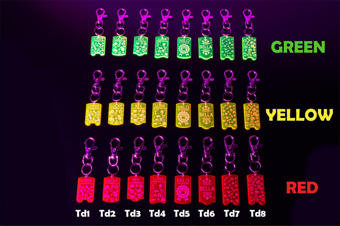Customizable UV Glow Dog ID Tag | Personalized