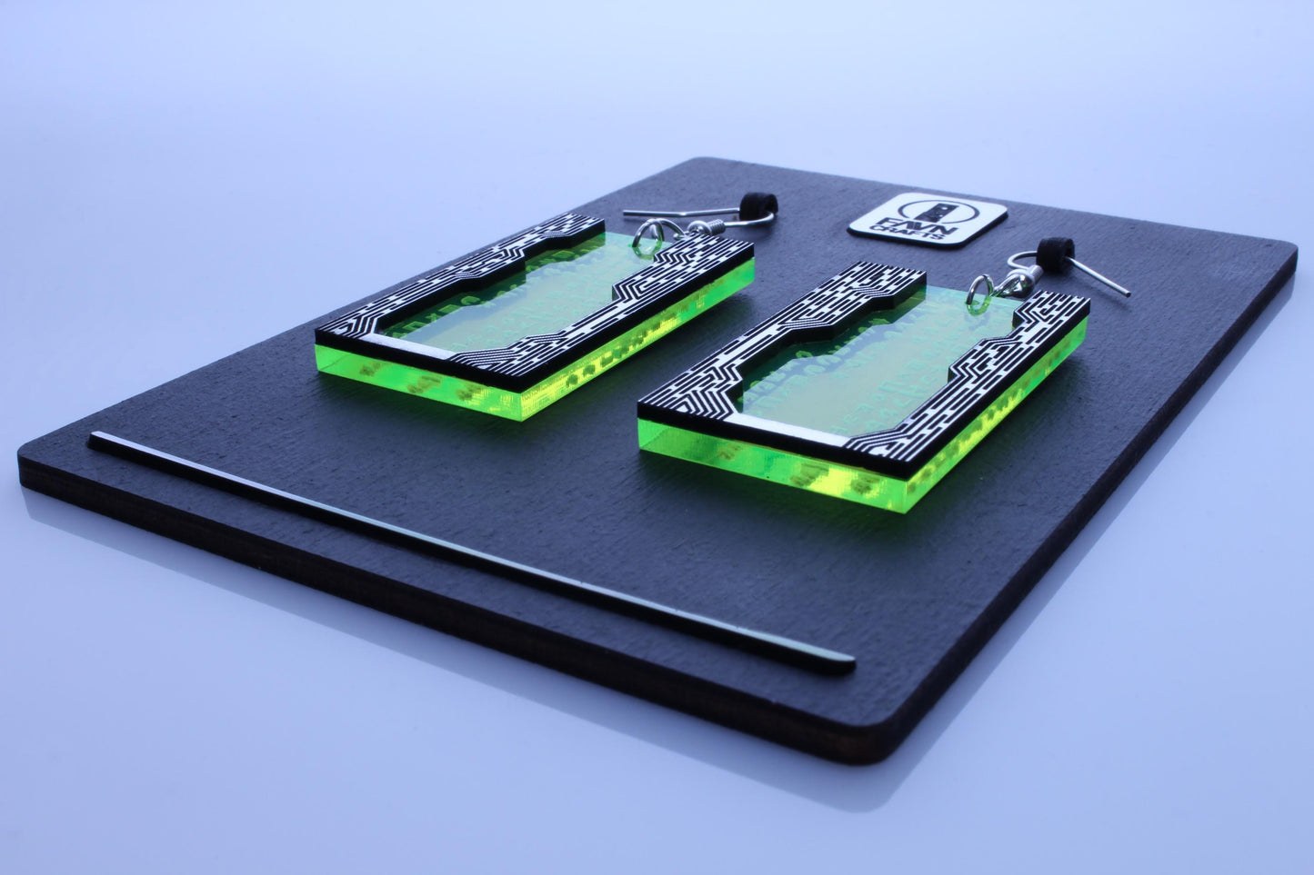 Green Digital Code Earrings | Cyberpunk Style