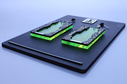 Green Digital Code Earrings | Cyberpunk Style