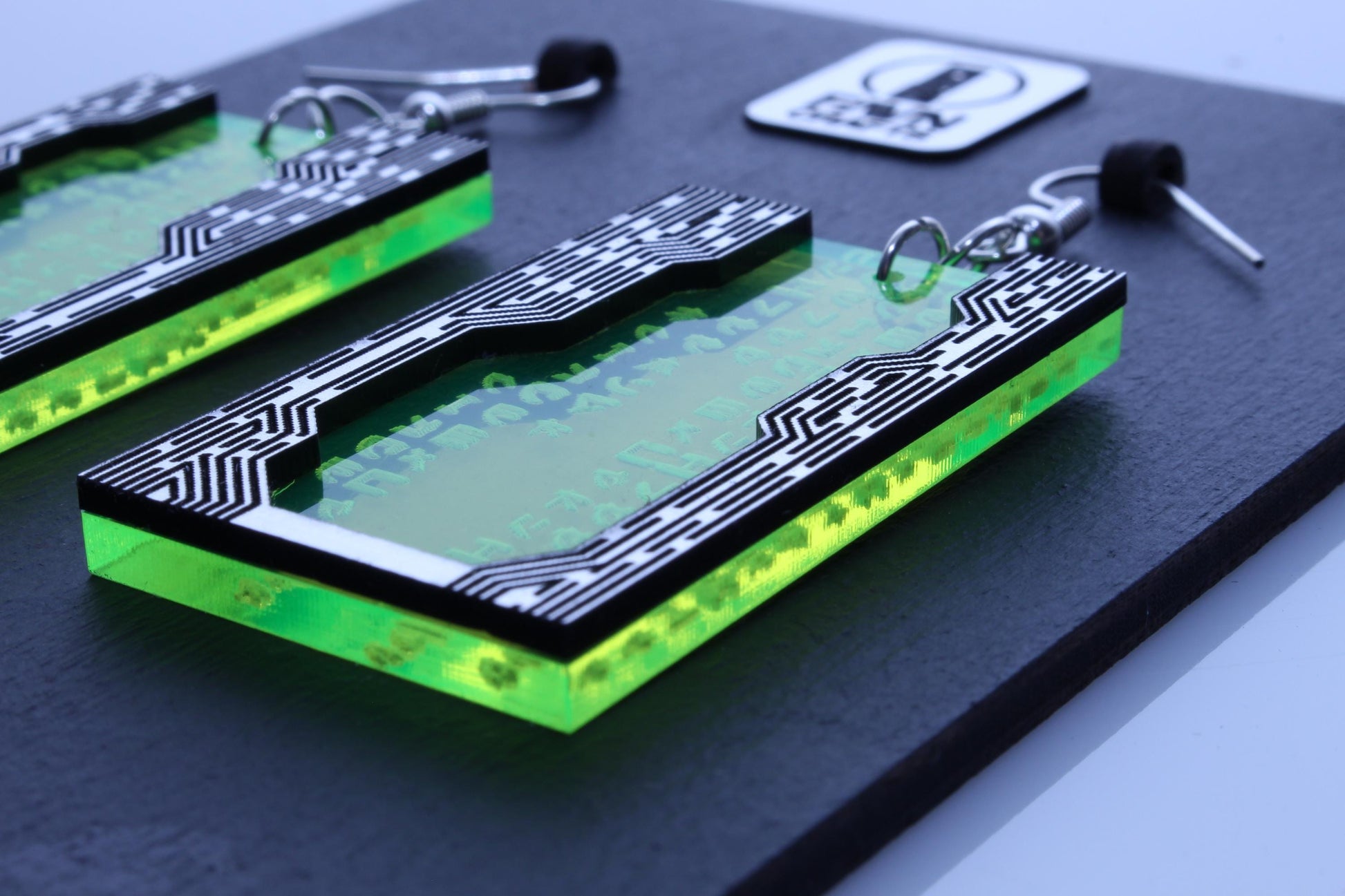 Green Digital Code Earrings | Cyberpunk Style