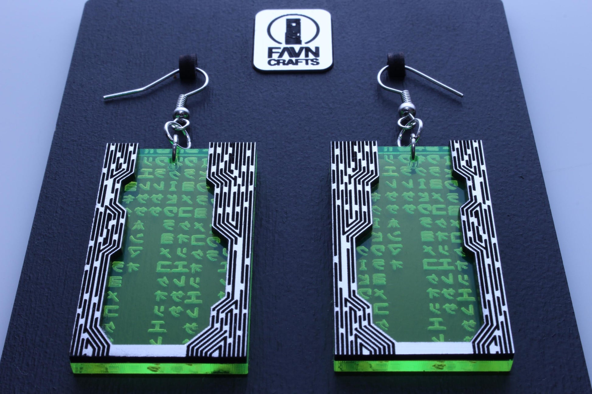 Green Digital Code Earrings | Cyberpunk Style