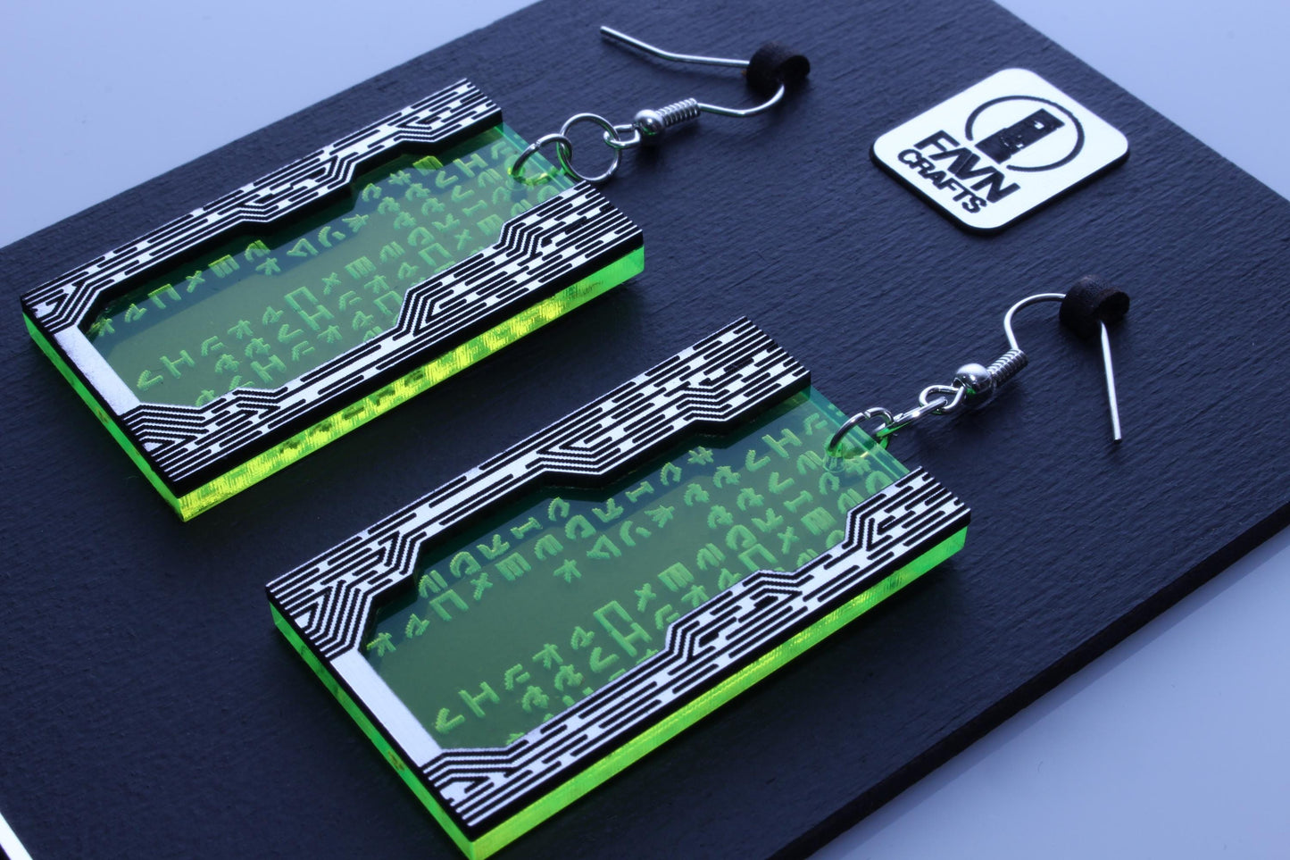 Green Digital Code Earrings | Cyberpunk Style