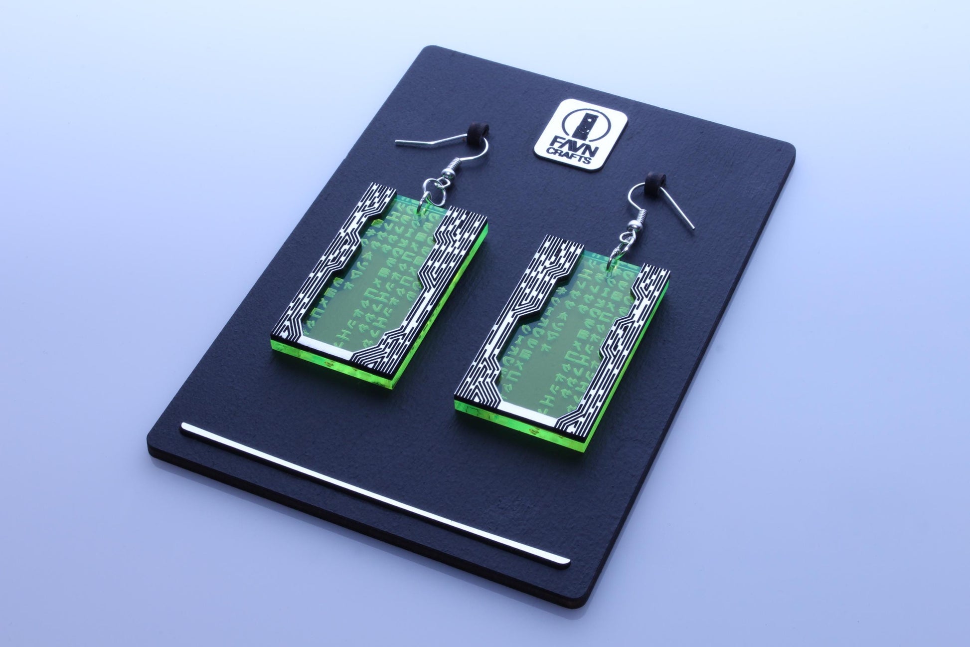 Green Digital Code Earrings | Cyberpunk Style