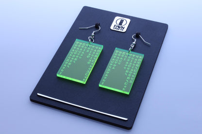 Green Code Cyber Earrings | Cyberpunk Style
