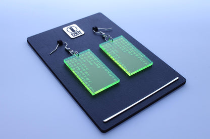 Green Code Cyber Earrings | Cyberpunk Style