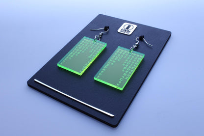 Green Code Cyber Earrings | Cyberpunk Style