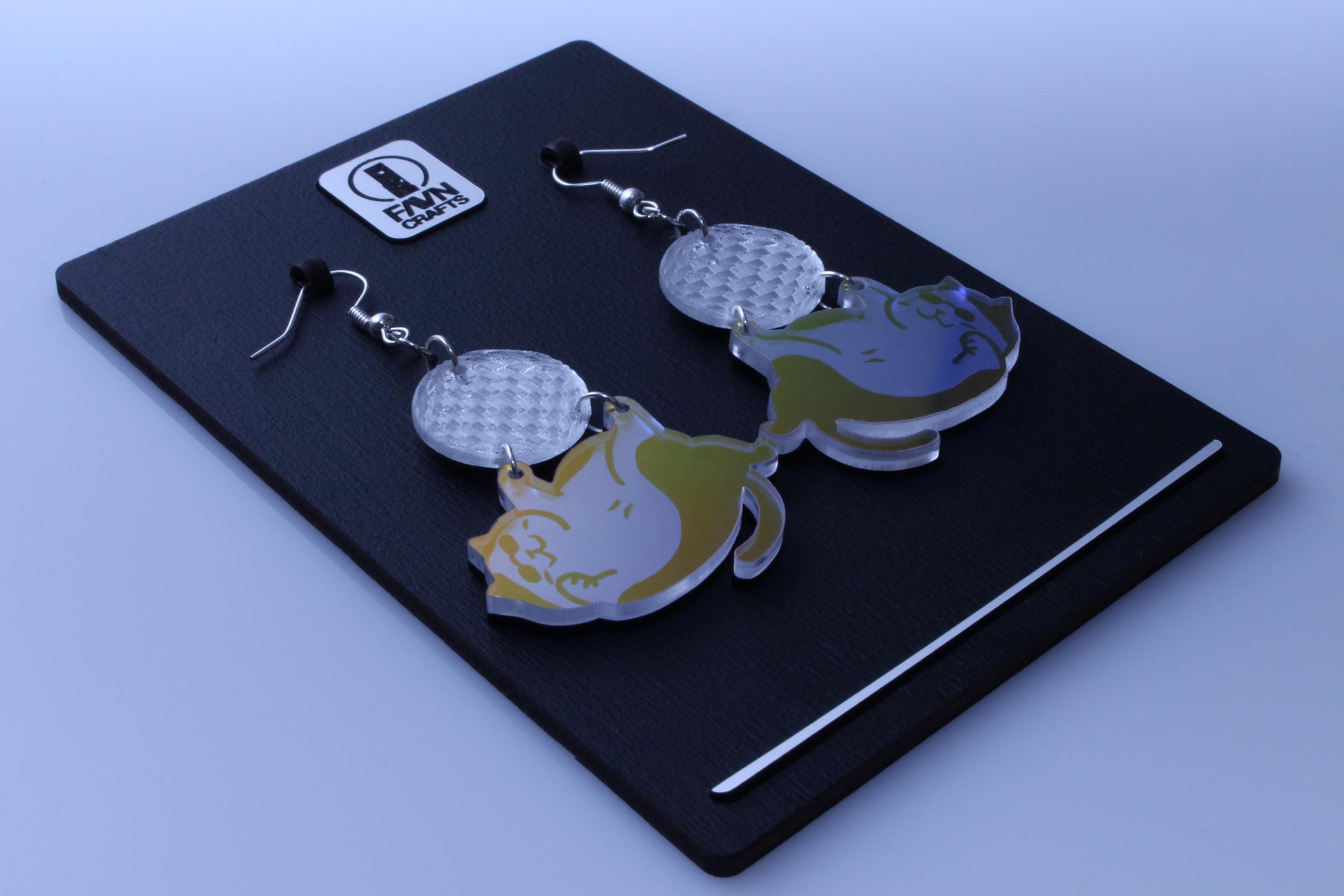 Disco Cat Iridescent Acrylic Earrings | Retro Disco Style