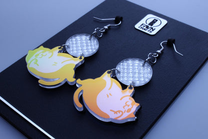 Disco Cat Iridescent Acrylic Earrings | Retro Disco Style