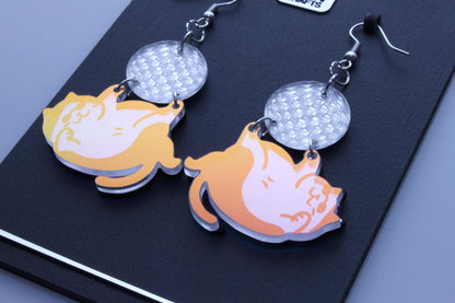 Disco Cat Iridescent Acrylic Earrings | Retro Disco Style