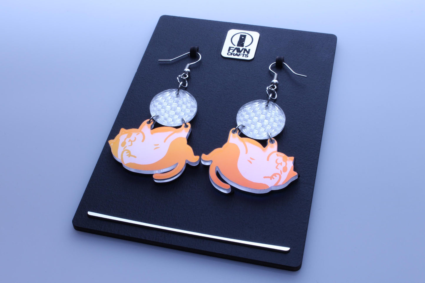 Disco Cat Iridescent Acrylic Earrings | Retro Disco Style