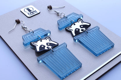Raccoon Trash Can Earrings