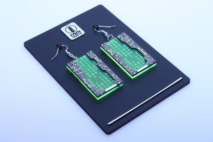 Circuit Binary Earrings — Neon Acrylic