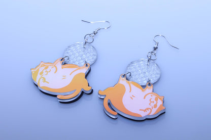 Disco Cat Iridescent Acrylic Earrings | Retro Disco Style