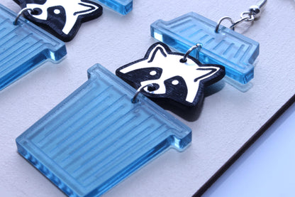 Raccoon Trash Can Earrings