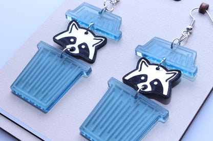 Raccoon Trash Can Earrings