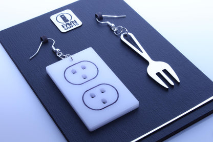 Mismatch Fork Outlet Socket Earrings
