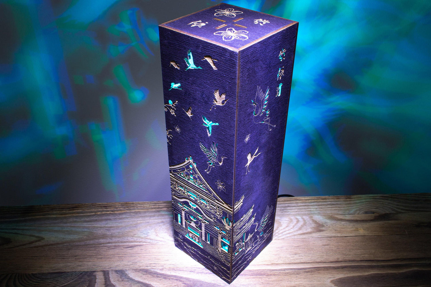 Crane & Pagoda Lamp — Japanese Table Light