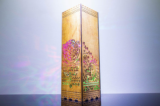 Aztec Night Light: Handcrafted Geometric LED Lamp for Boho Decor