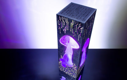 Cyber Mushroom Lamp – Cyberpunk Style LED Light with Binary Code Rain – Sci-Fi Tech Decor & Gift
