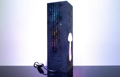 Cyber Mushroom Lamp – Cyberpunk Style LED Light with Binary Code Rain – Sci-Fi Tech Decor & Gift