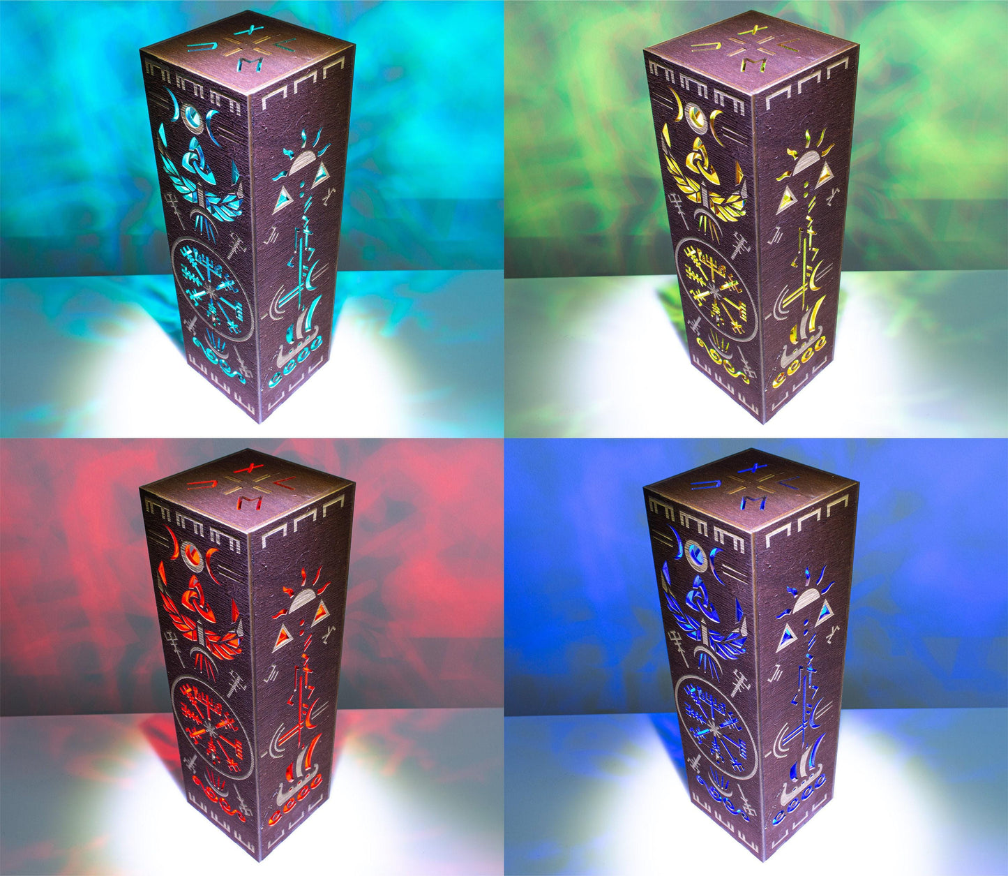 Vegvisir Lamp | Viking, Norse Runes and Mythology Symbols | RGB LED Lamp