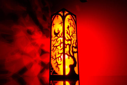 Gothic Table Lamp — Medieval Wood Light