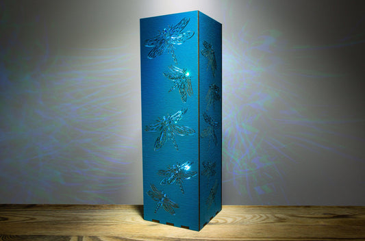 Dragonfly, Modern LED Night Lamp | Stained Wood | 8.5 X 8.5 X 28 Cm, Bluetooth RGB, Table Bedside Remote