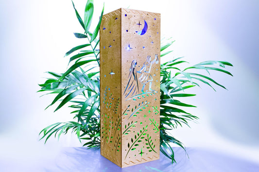 Orpheus and Eurydice Lamp | Greek Mythology Wooden Night Light | Stained Wood Lantern