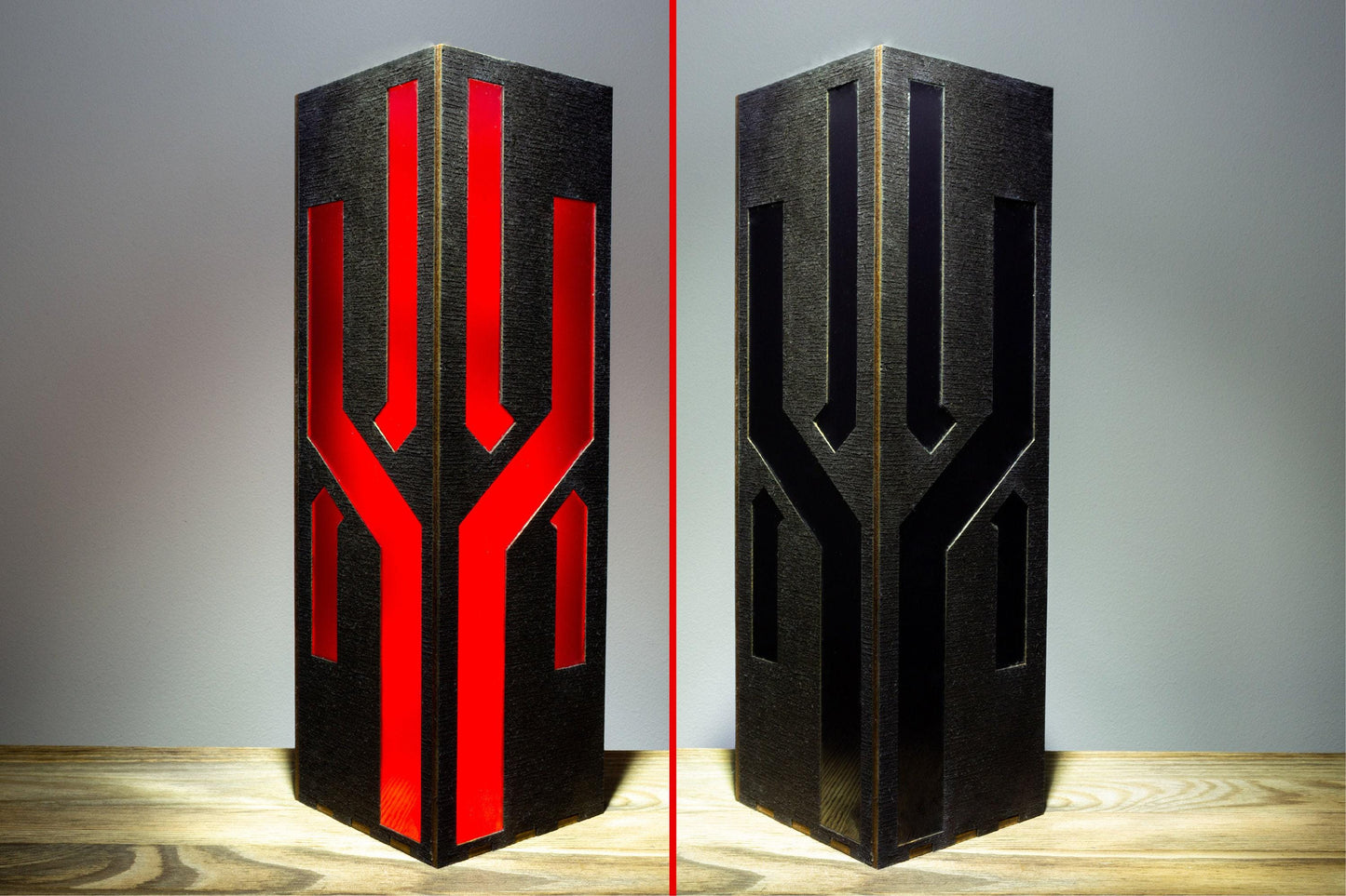 Black Neon Lines Night Lamp | Wood & Plastic, Gamer Decor