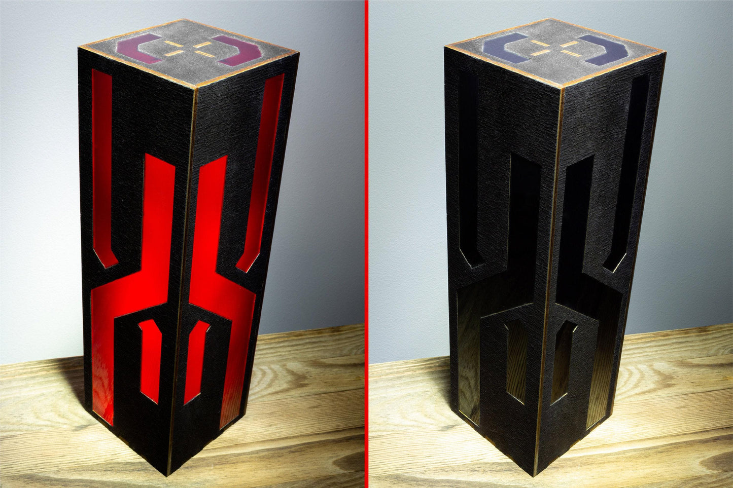 Black Neon Lines Night Lamp | Wood & Plastic, Gamer Decor