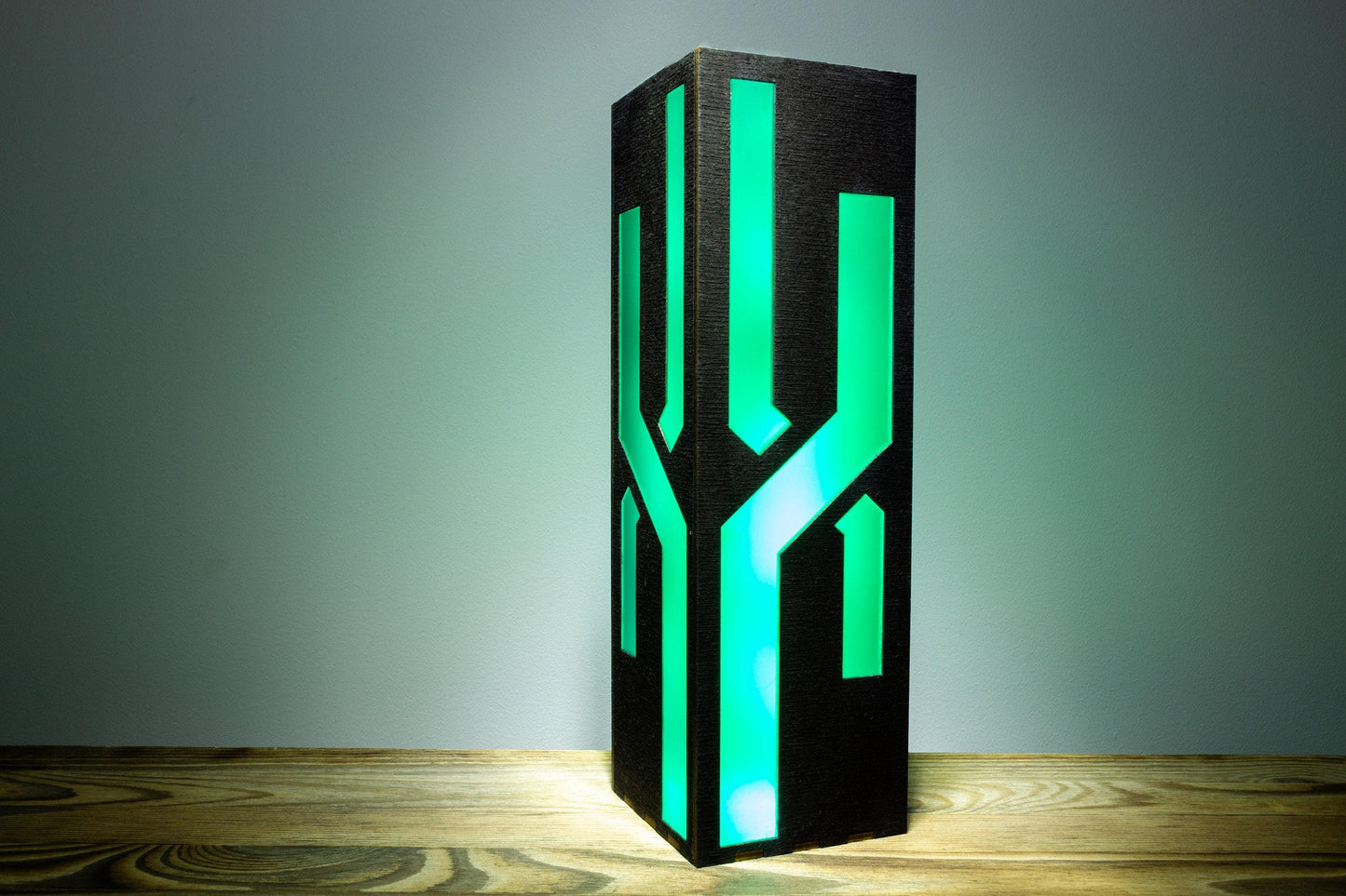 Black Neon Lines Night Lamp | Wood & Plastic, Gamer Decor
