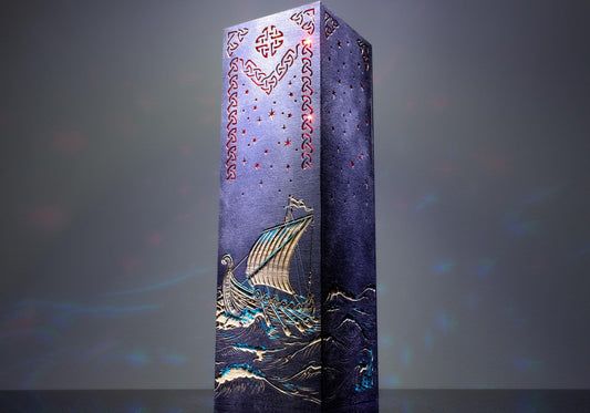 Viking Ship Lamp: Nordic Sea Waves, Runic Design, Norse Mythology