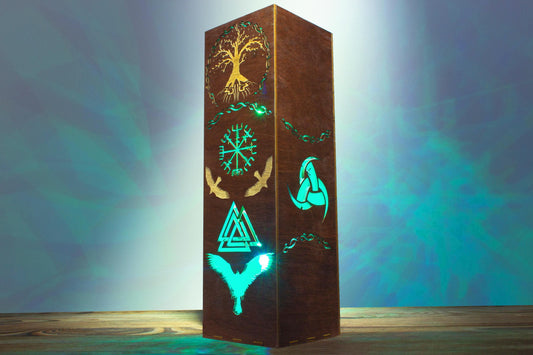 Norse Mythology LED Lamp | Yggdrasil Tree, Viking Runes Style