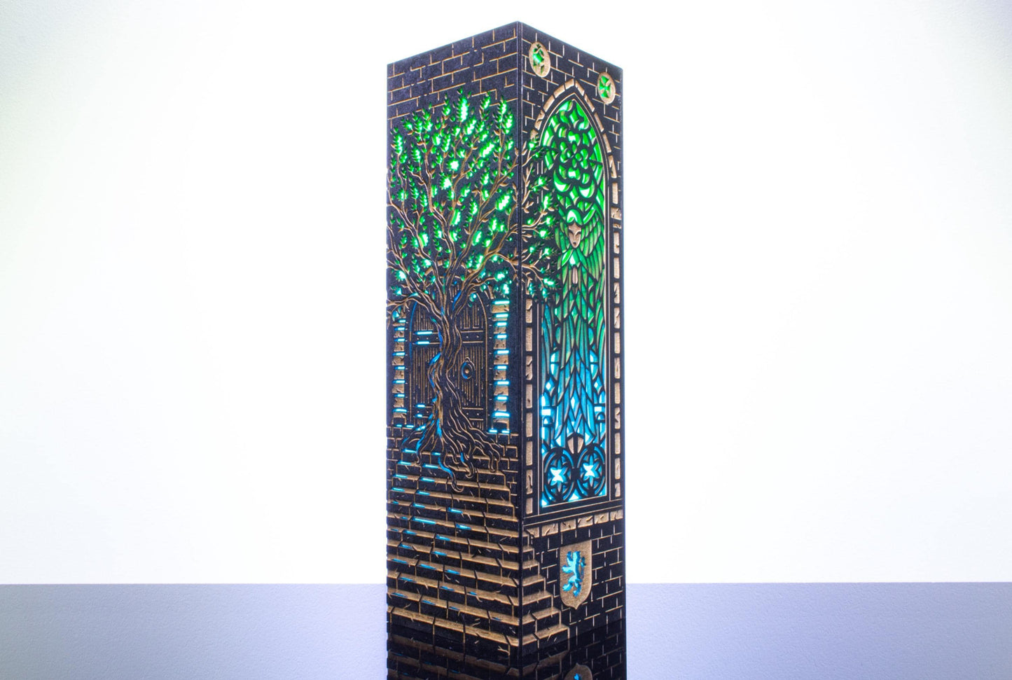 Gothic Cathedral Lamp — Stained Wood Light