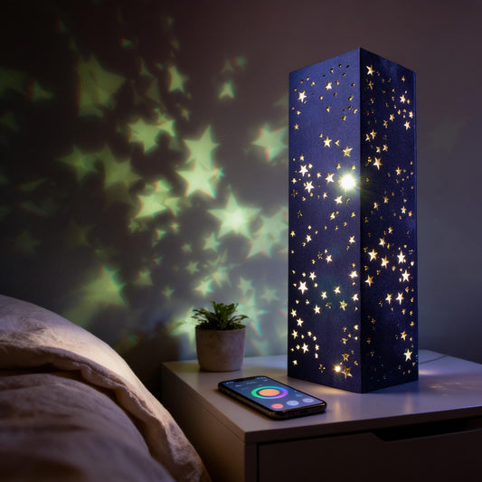 Star Night Lamp | Rectangular Wood Lightbox, RGB LED Colors, Bluetooth App Control