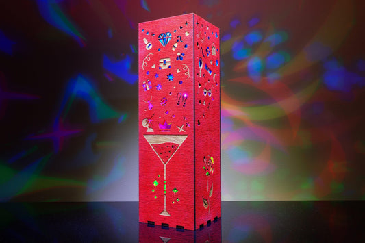 Stylish Red Night Lamp: Fashion Object Engravings, RGB LED Light