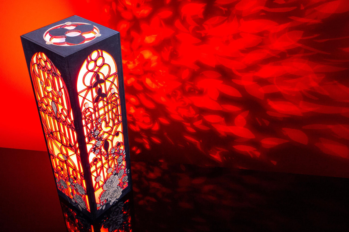 Gothic Roses Lamp — Stained Glass Light