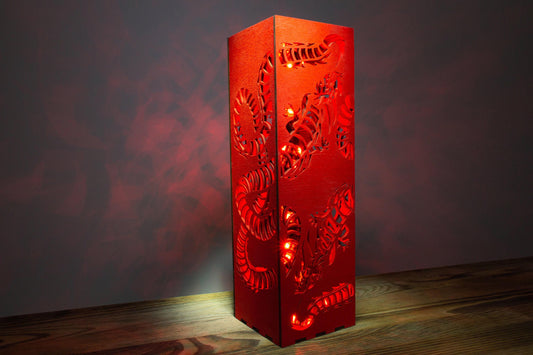 Ouroboros Snake LED Night Lamp | Asian Inspired Wood Lightbox
